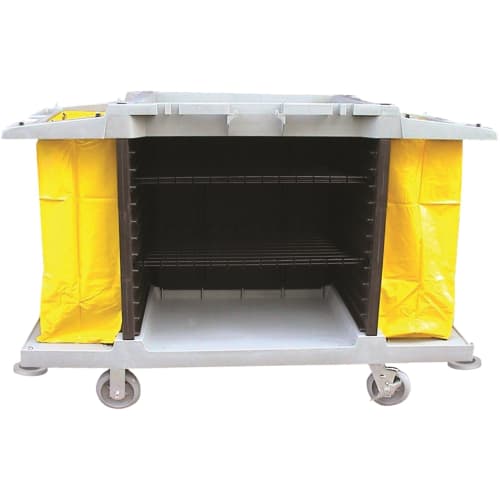 Standard Plastic Housekeeping Cart with Bumpers, Gray